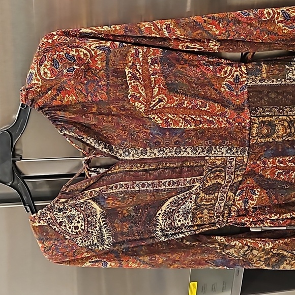 💕ZARA💕 Printed Midi Dress 8913/829 ~ Brick Multi-Color Abstract Print Small - Picture 9 of 15